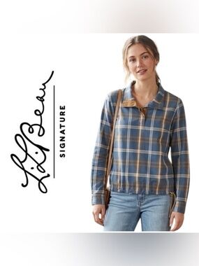 LLBean Signature soft brushed Plaid Pullover Top